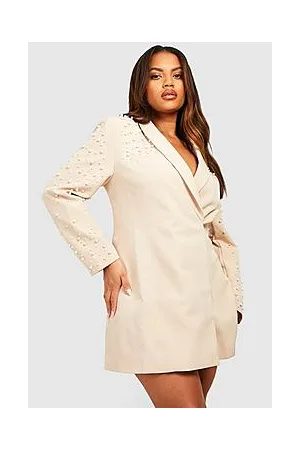 Boohoo Plus Pearl Embellished Blazer Dress