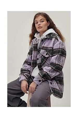 Boohoo Oversized Check Button Down Shacket