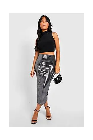 Boohoo Petite Metallic Midaxi Skirt