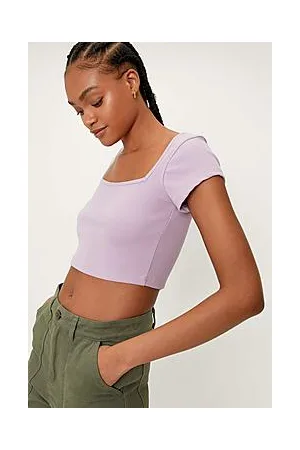 Boohoo Ribbed Square Neck Cropped Top