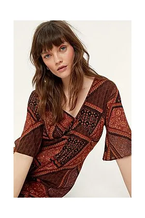 Boohoo Cheesecloth Paisley Print Plunging Jumpsuit