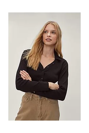 Boohoo Ribbed Button Down Collared Fitted Shirt
