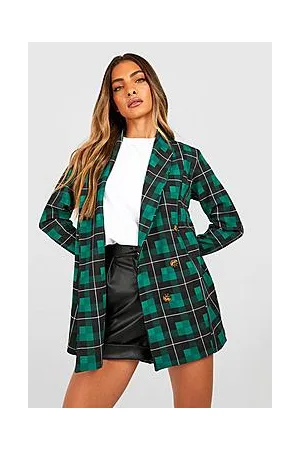 Boohoo Basic Jersey Tonal Check Relaxed Fit Blazer