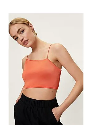 Boohoo Recycled Slinky Asymmetric Neck Crop Top