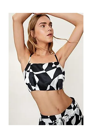 Boohoo Mono Satin Printed Bralet