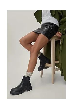 Boohoo Cleated High Ankle Faux Leather Chelsea Boots