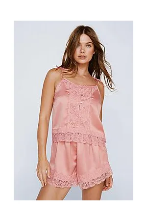 Boohoo Recycled Tie Shoulder Cami Top And Shorts Pajama Set