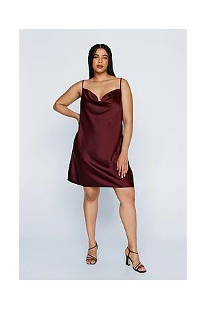 Boohoo Sought After Plus Satin Cowl Dress
