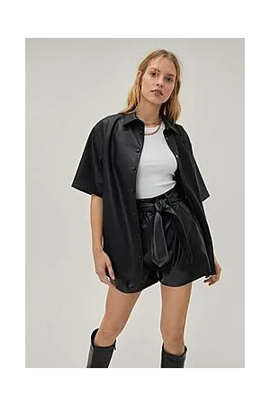 Boohoo Faux Leather Boxy Short Sleeve Shirt
