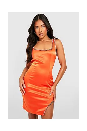 Boohoo Petite Diamante Trim Square Neck Mini Dress