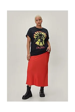 Boohoo Plus Satin High Waisted Bias Cut Maxi Skirt