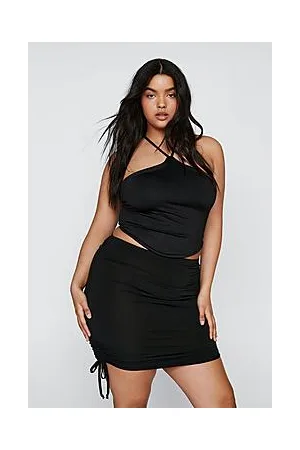 Boohoo Plus Ruche Side Slinky Mini Skirt
