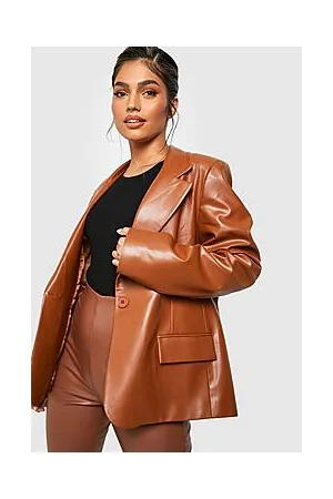 Boohoo Mix & Match Leather Look Boyfriend Blazer