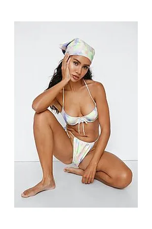 Boohoo Recycled Tie Dye Bikini And Head Scarf Set