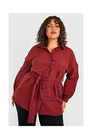 Boohoo Plus Check Belted Shirt