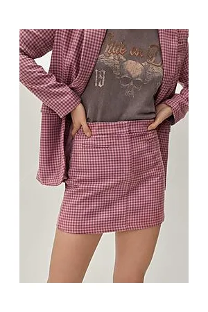 Boohoo Micro Check Print Tailored Mini Skirt