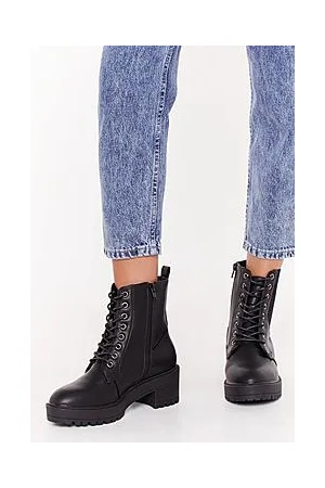 Boohoo Together Faux Leather Lace-up Boots