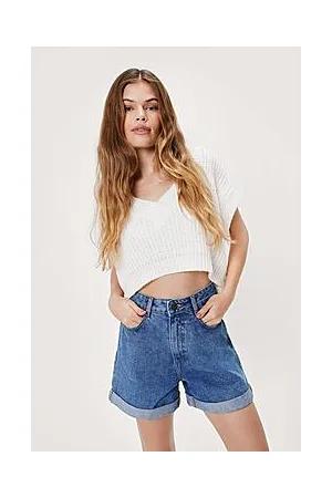 Boohoo Organic Denim Roll Hem Shorts