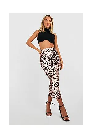 Boohoo Leopard Print Recycled Slinky Midaxi Skirt