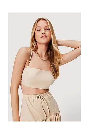Boohoo Linen Lace Up Back Coord Bralet