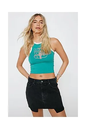 Boohoo Raw Hem Low Rise Micro Mini Denim Skirt