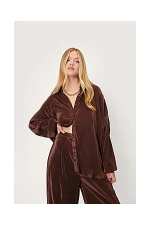 Boohoo Plisse Oversized Button Down Shirt