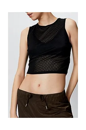 Boohoo Textured Mesh Racerback Cropped Top