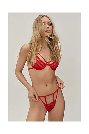 Boohoo Strappy Mesh And Lace Lingerie Set