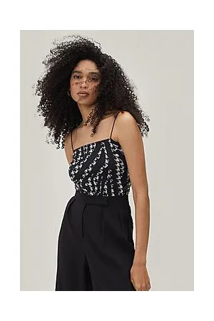 Boohoo Printed Mesh Square Neck Bodysuit