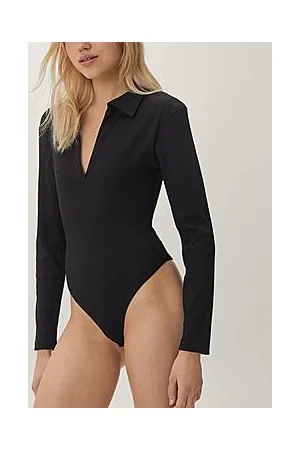 Boohoo Petite Recycled Rib Collar Detail Bodysuit