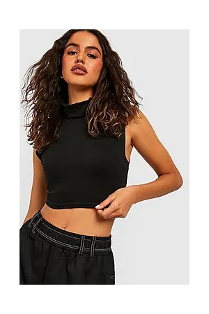 Boohoo High Neck Basic Sleeveless Jersey Crop Top