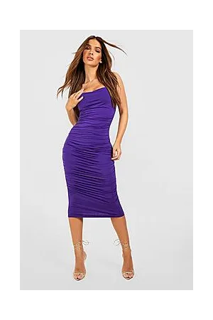 Boohoo Double Slinky Ruched Midi Dress