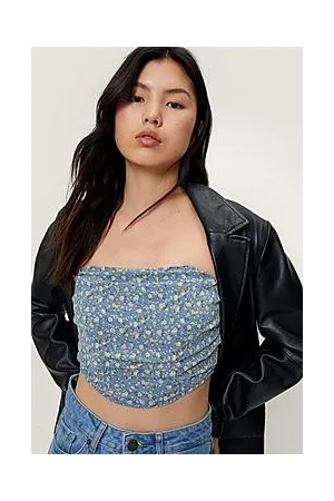 Boohoo Ditsy Floral Print Shirred Corset Top