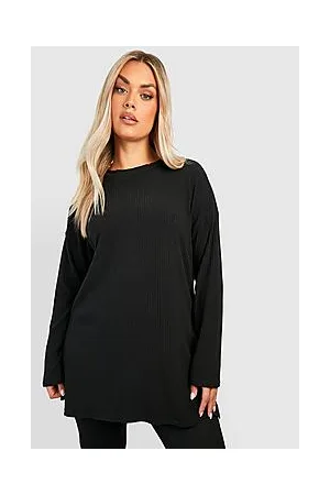 Boohoo Plus Soft Rib Long Sleeve Tunic Top