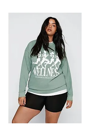 Boohoo Plus Size Wellness Overdye Graphic Sweatshirt