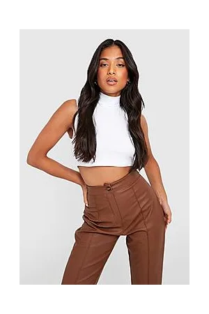 Boohoo Petite High Neck Basic Roll Neck Crop Top