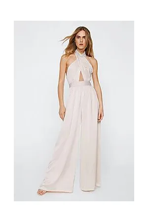 Boohoo Recycled Satin Halter Jumpsuit