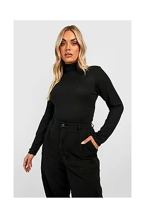 Boohoo Plus Melange Knitted Roll Neck Bodysuit