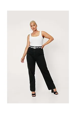 Boohoo Plus Size Organic Denim Split Hem Jean