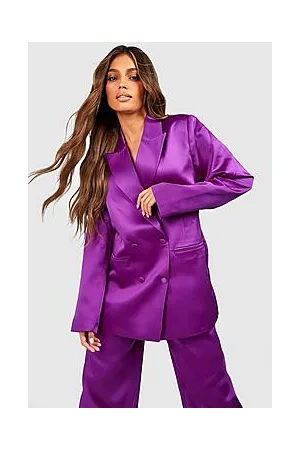 Boohoo Premium Satin Double Breasted Blazer