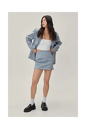 Boohoo Wool Blend Check Tailored Mini Skirt