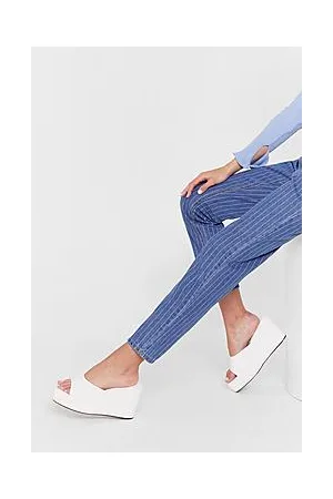 Boohoo Faux Leather Square Toe Wedge Sandals