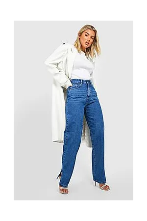 Boohoo Organic Denim Split Hem Straight Leg Jeans