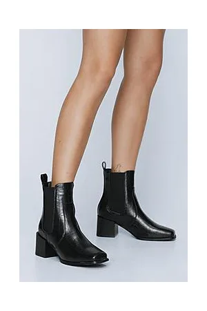 Boohoo Croc-star Treatment Heeled Ankle Boots
