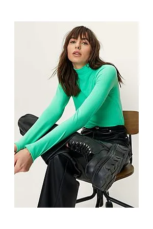 Boohoo Recycled Funnel Neck Long Sleeve Ribbed Top