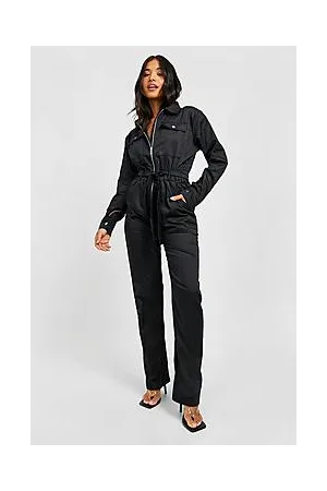 Boohoo Petite Zip Up Cargo Tie Waist Boilersuit
