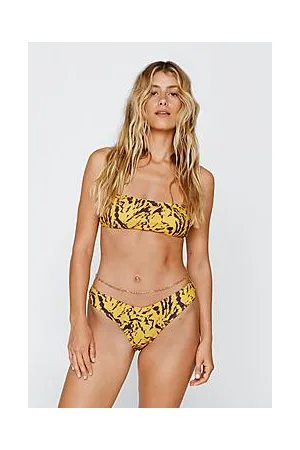 Boohoo Recycled Animal Chain Strap Bandeau Bikini