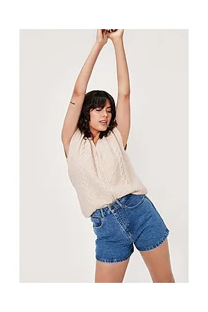 Boohoo Organic Denim High Waisted Mom Shorts