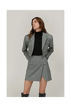 Boohoo Check Cropped Blazer