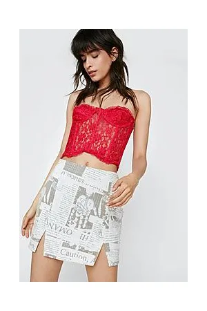 Boohoo Strapless Boned Lace Corset Top